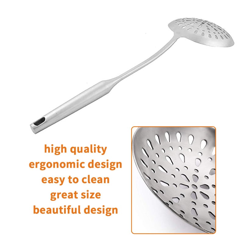 TBWHL Skimmer Slotted Spoon, Slotted Spoons for Cooking, Heavy Duty 304 Stainless Steel Slotted Spoon with Vacuum Ergonomic Handle, Comfortable Grip Design Strainer Ladle for Kitchen, 14.96 Inches - Image 5
